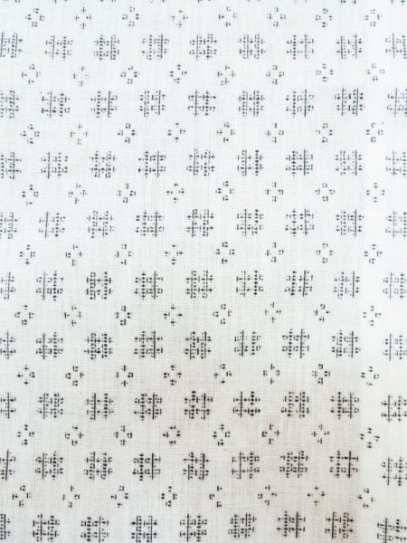 Photo6: M0301J Used Japanese men  White Men's Yukata / Linen. Abstract pattern   (Grade B) (6)