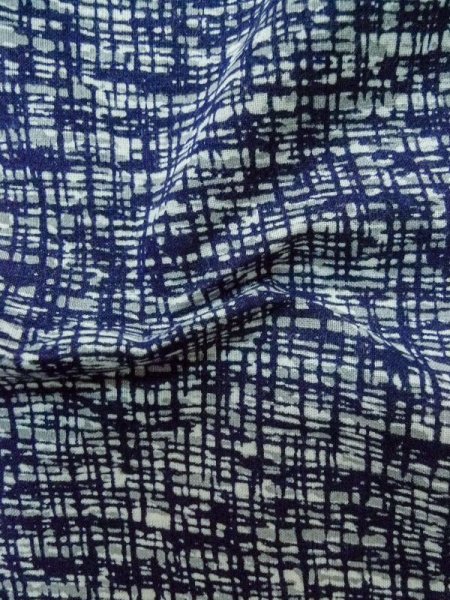 Photo9: Mint M0301K Used Japanese men  Navy Blue Men's Yukata / Cotton. Abstract pattern   (Grade A) (9)