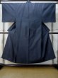 Photo1: M0301R Used Japanese menPale Dark Blue Men's Kimono / Silk. Geometrical pattern   (Grade C) (1)