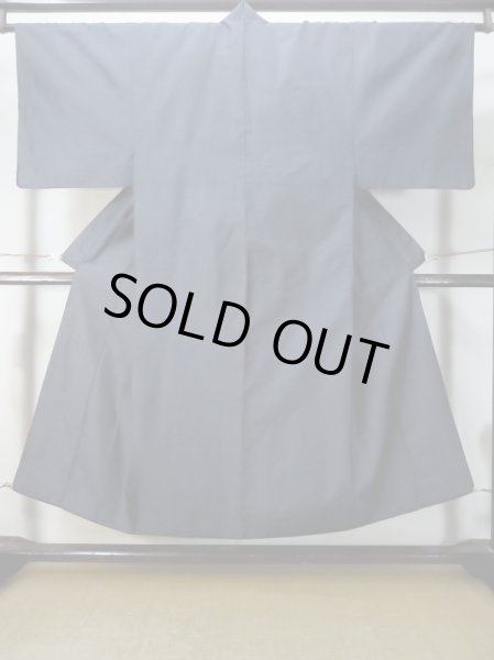 Photo1: M0301R Used Japanese menPale Dark Blue Men's Kimono / Silk. Geometrical pattern   (Grade C) (1)