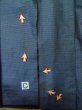 Photo14: M0301R Used Japanese menPale Dark Blue Men's Kimono / Silk. Geometrical pattern   (Grade C) (14)