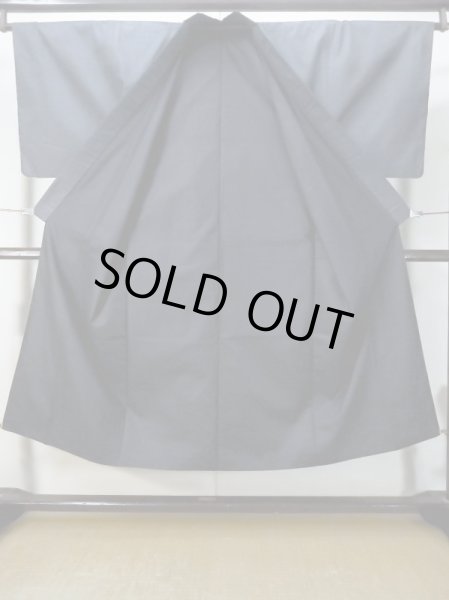 Photo2: M0301S Used Japanese menPale Dark Blue Men's Kimono / Silk. Tortoise-shell pattern(Hexagonal pattern)   (Grade B) (2)