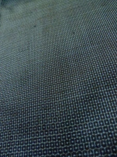 Photo7: M0301S Used Japanese menPale Dark Blue Men's Kimono / Silk. Tortoise-shell pattern(Hexagonal pattern)   (Grade B) (7)