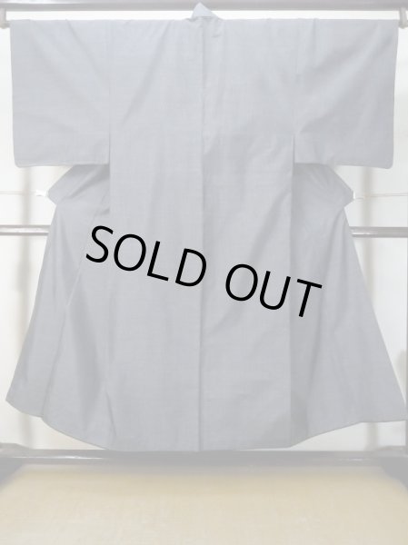 Photo1: M0301T Used Japanese menPale Dark Blue Men's Kimono / Silk. Abstract pattern,   (Grade B) (1)