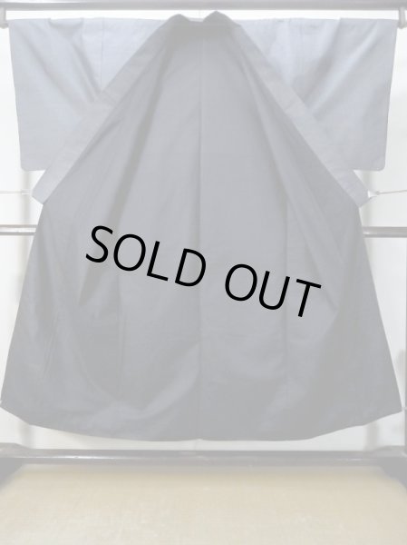 Photo2: M0301T Used Japanese menPale Dark Blue Men's Kimono / Silk. Abstract pattern,   (Grade B) (2)