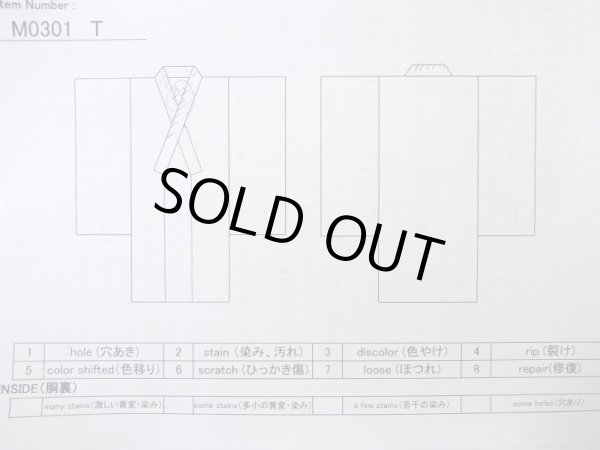 Photo11: M0301T Used Japanese menPale Dark Blue Men's Kimono / Silk. Abstract pattern,   (Grade B) (11)