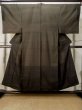 Photo1: M0301U Used Japanese men  Brown Men's Kimono / Silk. Geometrical pattern patching with same/other fabrics.  (Grade D) (1)