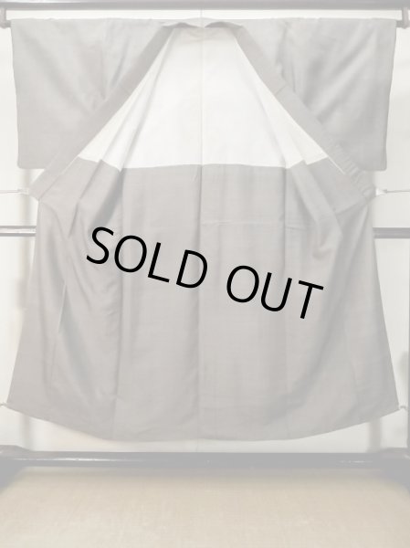 Photo2: M0301V Used Japanese men Pale Brown Men's Kimono / Silk.    (Grade B) (2)