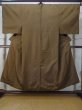 Photo1: M0301Y Used Japanese men  Brown Men's Kimono / Silk. Stripes padding inside  (Grade D) (1)