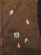 Photo12: M0301Y Used Japanese men  Brown Men's Kimono / Silk. Stripes padding inside  (Grade D) (12)