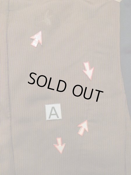 Photo12: M0301Y Used Japanese men  Brown Men's Kimono / Silk. Stripes padding inside  (Grade D) (12)