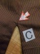 Photo14: M0301Y Used Japanese men  Brown Men's Kimono / Silk. Stripes padding inside  (Grade D) (14)