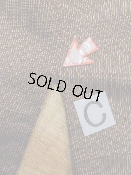 Photo14: M0301Y Used Japanese men  Brown Men's Kimono / Silk. Stripes padding inside  (Grade D) (14)