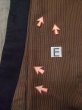 Photo17: M0301Y Used Japanese men  Brown Men's Kimono / Silk. Stripes padding inside  (Grade D) (17)