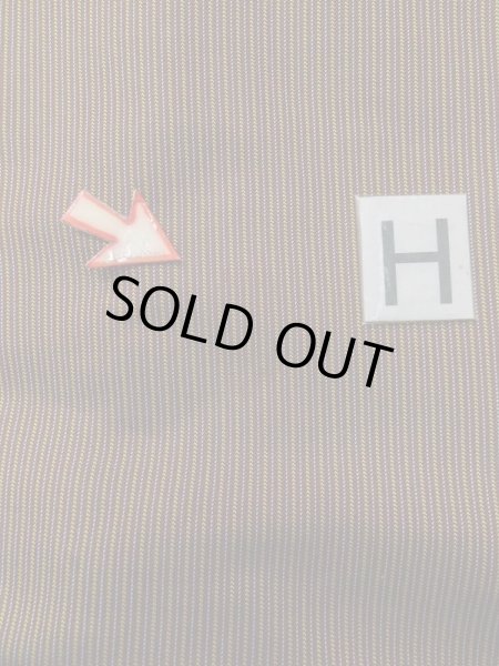 Photo20: M0301Y Used Japanese men  Brown Men's Kimono / Silk. Stripes padding inside  (Grade D) (20)