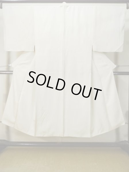 Photo1: M0302A Used Japanese men  White Men's Kimono / Silk.    (Grade C) (1)