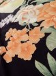 Photo9: M0307A Used Japanese women  Black KOMON dyed / Silk. Flower, Base woven pattern: Bamboo fence, Main pattern: books  (Grade D) (9)