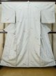 Photo1: M0307B Used Japanese women  White KOMON dyed / Silk. Chrysanthemum,   (Grade C) (1)