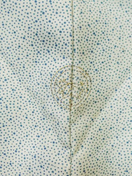 Photo3: M0307B Used Japanese women  White KOMON dyed / Silk. Chrysanthemum,   (Grade C) (3)