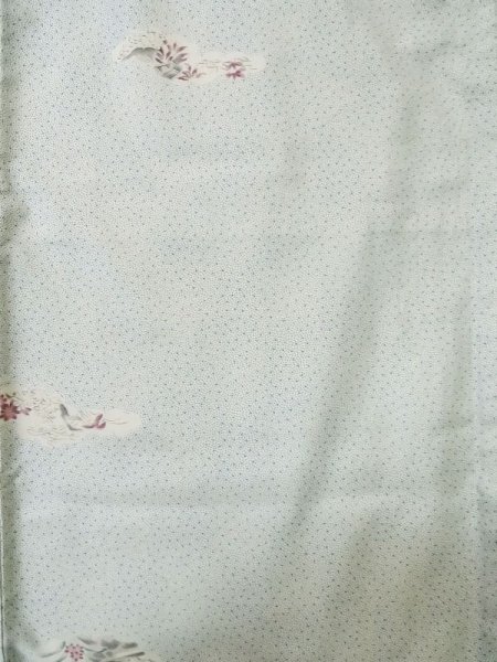 Photo5: M0307B Used Japanese women  White KOMON dyed / Silk. Chrysanthemum,   (Grade C) (5)
