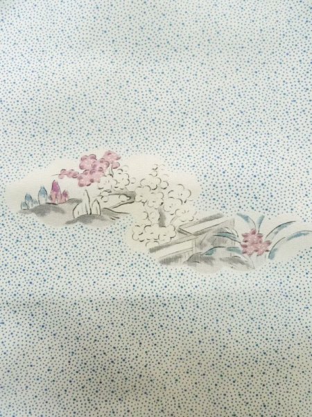 Photo6: M0307B Used Japanese women  White KOMON dyed / Silk. Chrysanthemum,   (Grade C) (6)