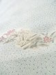 Photo9: M0307B Used Japanese women  White KOMON dyed / Silk. Chrysanthemum,   (Grade C) (9)