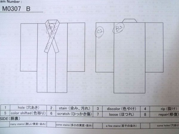 Photo14: M0307B Used Japanese women  White KOMON dyed / Silk. Chrysanthemum,   (Grade C) (14)