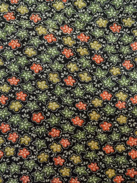 Photo5: Mint M0307C Used Japanese women  Black KOMON dyed / Silk. Flower,   (Grade A) (5)