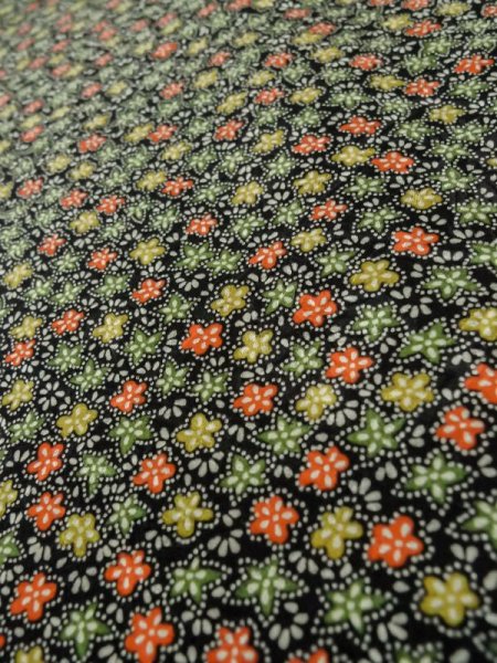 Photo7: Mint M0307C Used Japanese women  Black KOMON dyed / Silk. Flower,   (Grade A) (7)