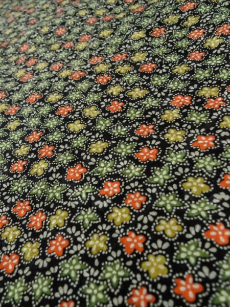 Photo8: Mint M0307C Used Japanese women  Black KOMON dyed / Silk. Flower,   (Grade A) (8)