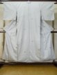 Photo1: M0307D Used Japanese women  White KOMON dyed / Silk. Chrysanthemum,   (Grade C) (1)