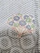 Photo7: M0307D Used Japanese women  White KOMON dyed / Silk. Chrysanthemum,   (Grade C) (7)