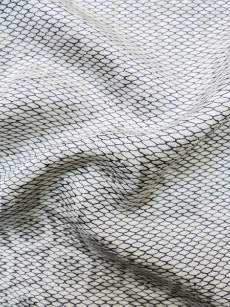 Photo12: M0307D Used Japanese women  White KOMON dyed / Silk. Chrysanthemum,   (Grade C) (12)