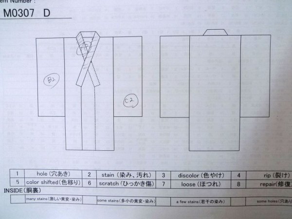 Photo13: M0307D Used Japanese women  White KOMON dyed / Silk. Chrysanthemum,   (Grade C) (13)