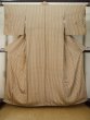 Photo1: M0307E Used Japanese women Pale Beige KOMON dyed / Silk. Stripes,   (Grade C) (1)