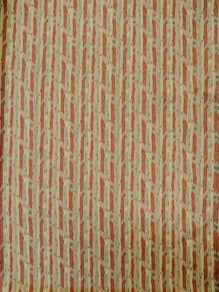 Photo3: M0307E Used Japanese women Pale Beige KOMON dyed / Silk. Stripes,   (Grade C) (3)
