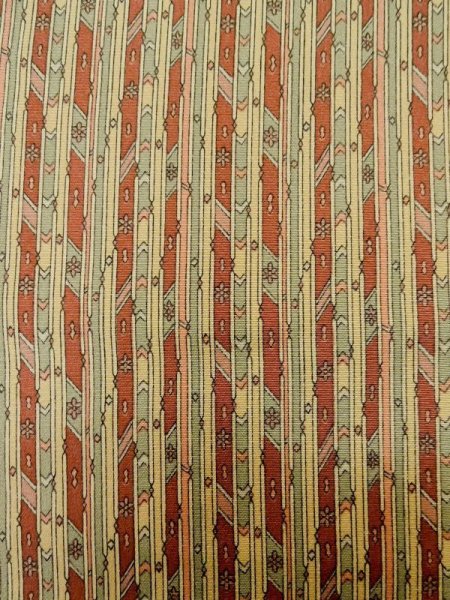 Photo5: M0307E Used Japanese women Pale Beige KOMON dyed / Silk. Stripes,   (Grade C) (5)