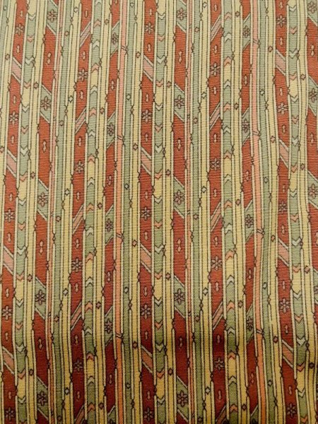 Photo6: M0307E Used Japanese women Pale Beige KOMON dyed / Silk. Stripes,   (Grade C) (6)
