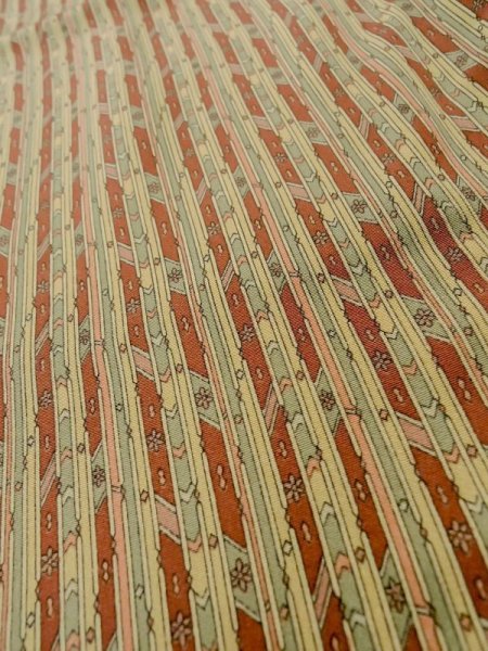 Photo7: M0307E Used Japanese women Pale Beige KOMON dyed / Silk. Stripes,   (Grade C) (7)