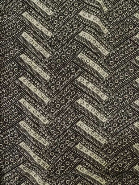 Photo3: M0307F Used Japanese women  Black KOMON dyed / Silk. Flower,   (Grade C) (3)