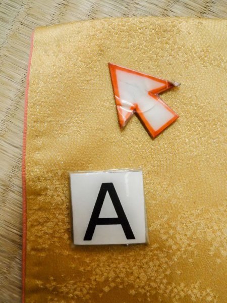 Photo19: M0307G Used Japanese women Shiny Golden Yellow KOMON dyed / Silk. SAKURA cherry blossom,   (Grade A) (19)