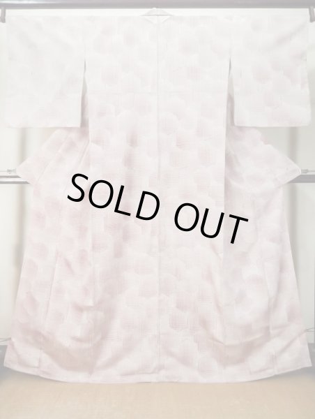 Photo1: Mint M0307H Used Japanese women  White KOMON dyed / Silk. Quadrangle,   (Grade A) (1)