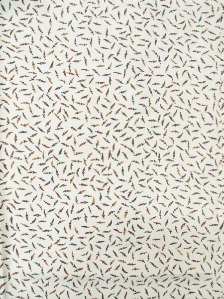 Photo3: M0307K Used Japanese women  Off White KOMON dyed / Silk.  chili petter pattern  (Grade C) (3)