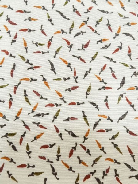 Photo5: M0307K Used Japanese women  Off White KOMON dyed / Silk.  chili petter pattern  (Grade C) (5)