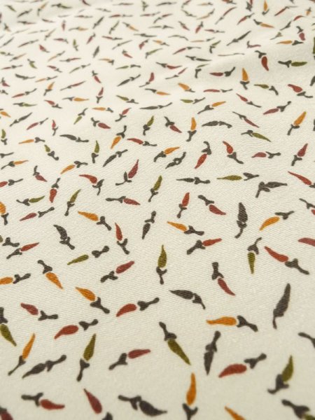 Photo8: M0307K Used Japanese women  Off White KOMON dyed / Silk.  chili petter pattern  (Grade C) (8)