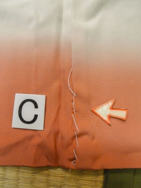 Photo14: M0307K Used Japanese women  Off White KOMON dyed / Silk.  chili petter pattern  (Grade C) (14)