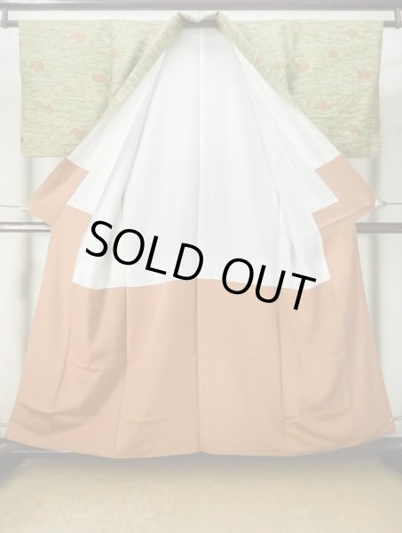 Photo2: M0307L Used Japanese womenPale Light Taupe KOMON dyed / Silk. Abstract pattern,   (Grade C) (2)