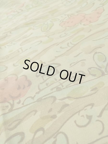 Photo10: M0307L Used Japanese womenPale Light Taupe KOMON dyed / Silk. Abstract pattern,   (Grade C) (10)