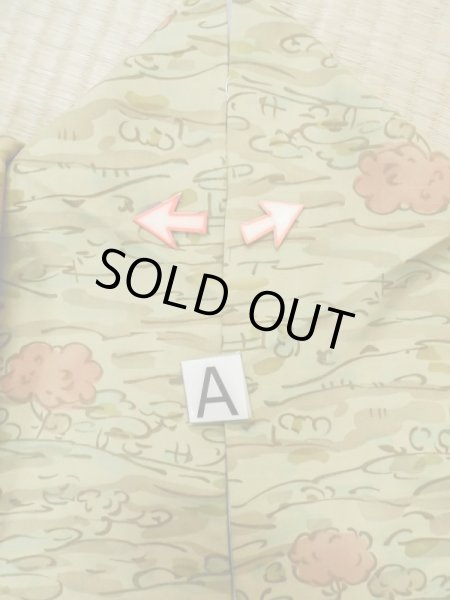 Photo14: M0307L Used Japanese womenPale Light Taupe KOMON dyed / Silk. Abstract pattern,   (Grade C) (14)