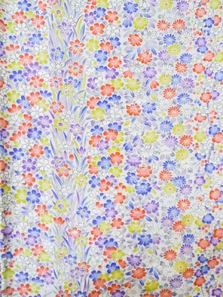 Photo4: M0307M Used Japanese women  White KOMON dyed / Silk. Flower,   (Grade B) (4)